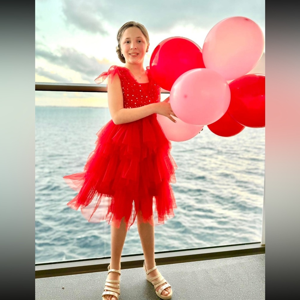 Tutu du monde 10-11 red tulle embellished dress holiday valentine Christmas red - Picture 3 of 6